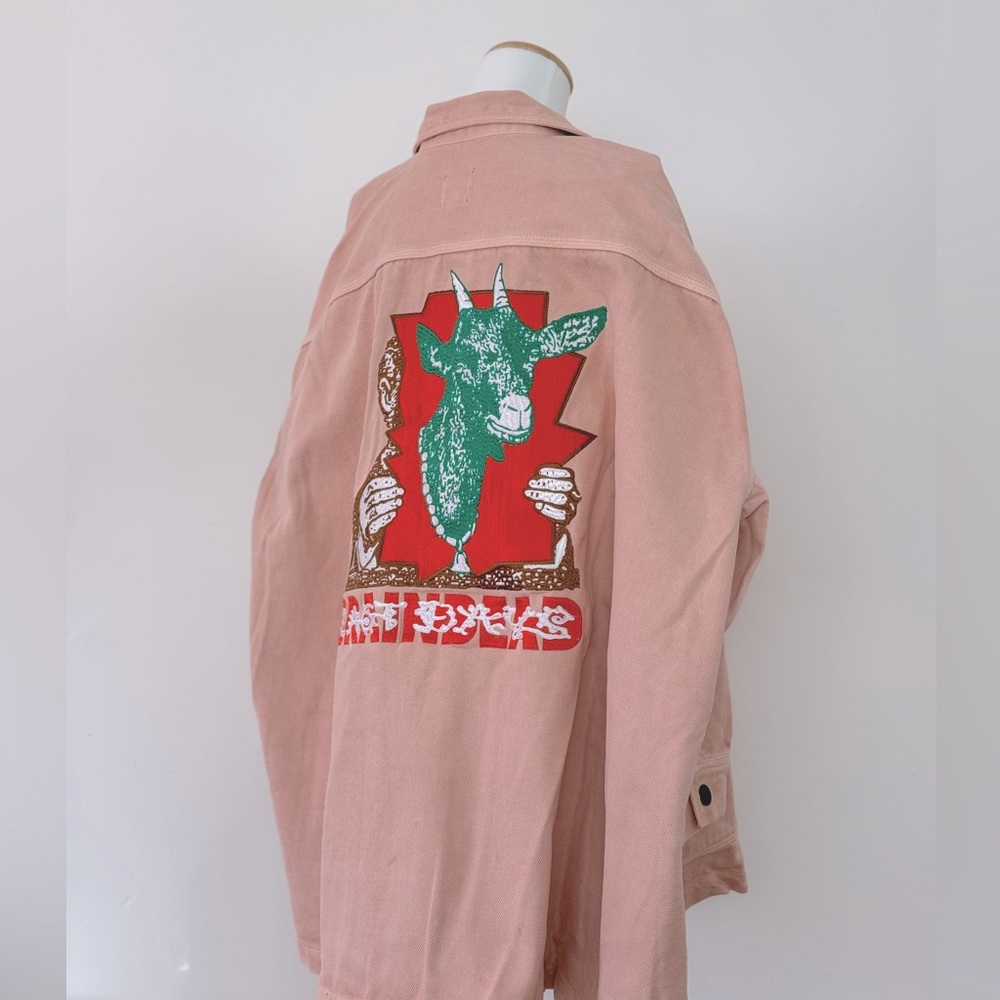 Brain Dead Embroidered Pink Denim Jacket